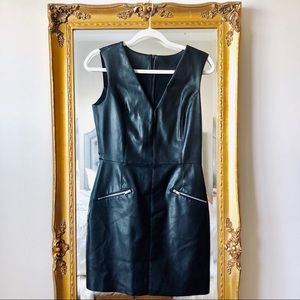 Black ZARA Faux Leather Dress w/ Zipper Detail